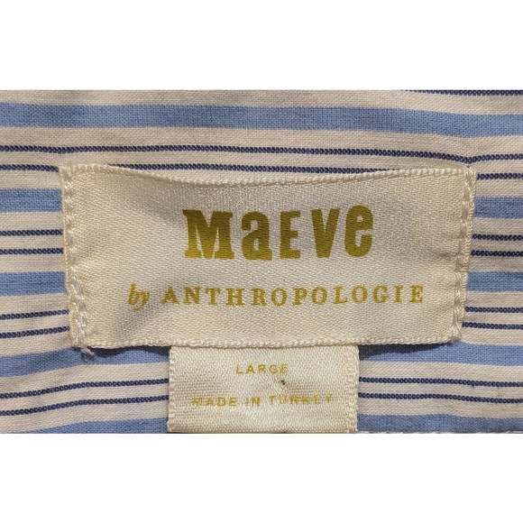 Women's Maeve by Anthropologie Striped Shirt Dress L Blue Yellow - Picture 10 of 10